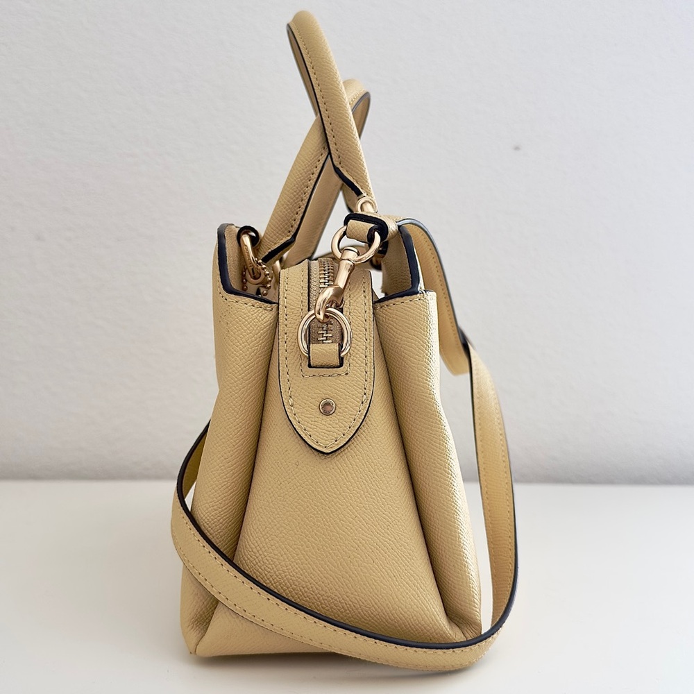 Coach Mini Lillie Carryall Shoulder Bag Crossgrain Leather Vanilla Cream Yellow - Picture 5 of 12